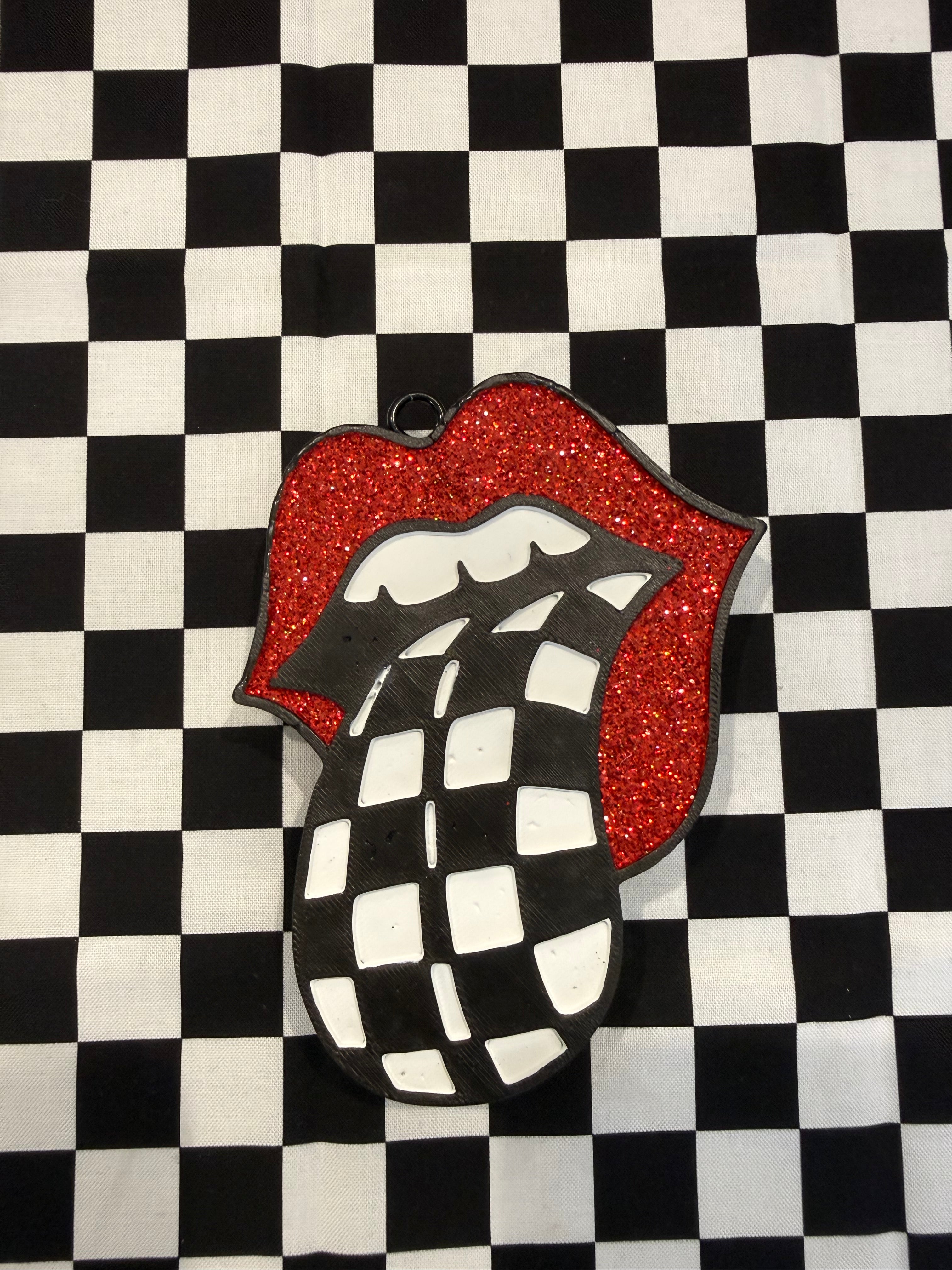 Checkered Rolling Stones Lip Car Freshie