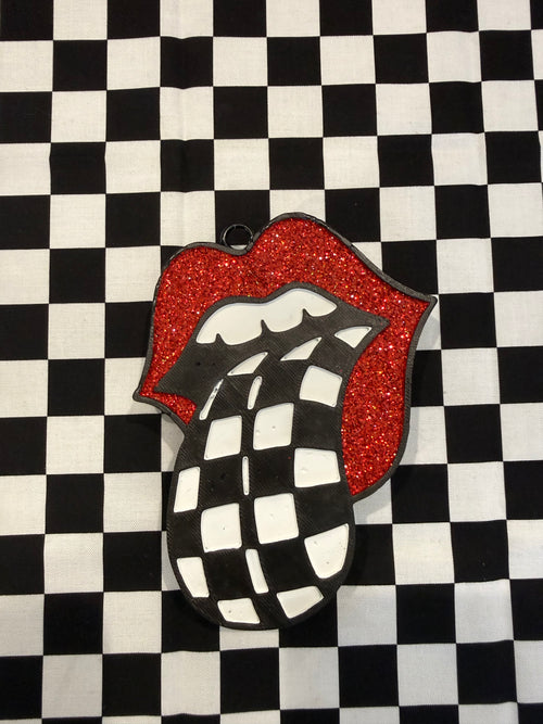 Checkered Rolling Stones Lip Car Freshie