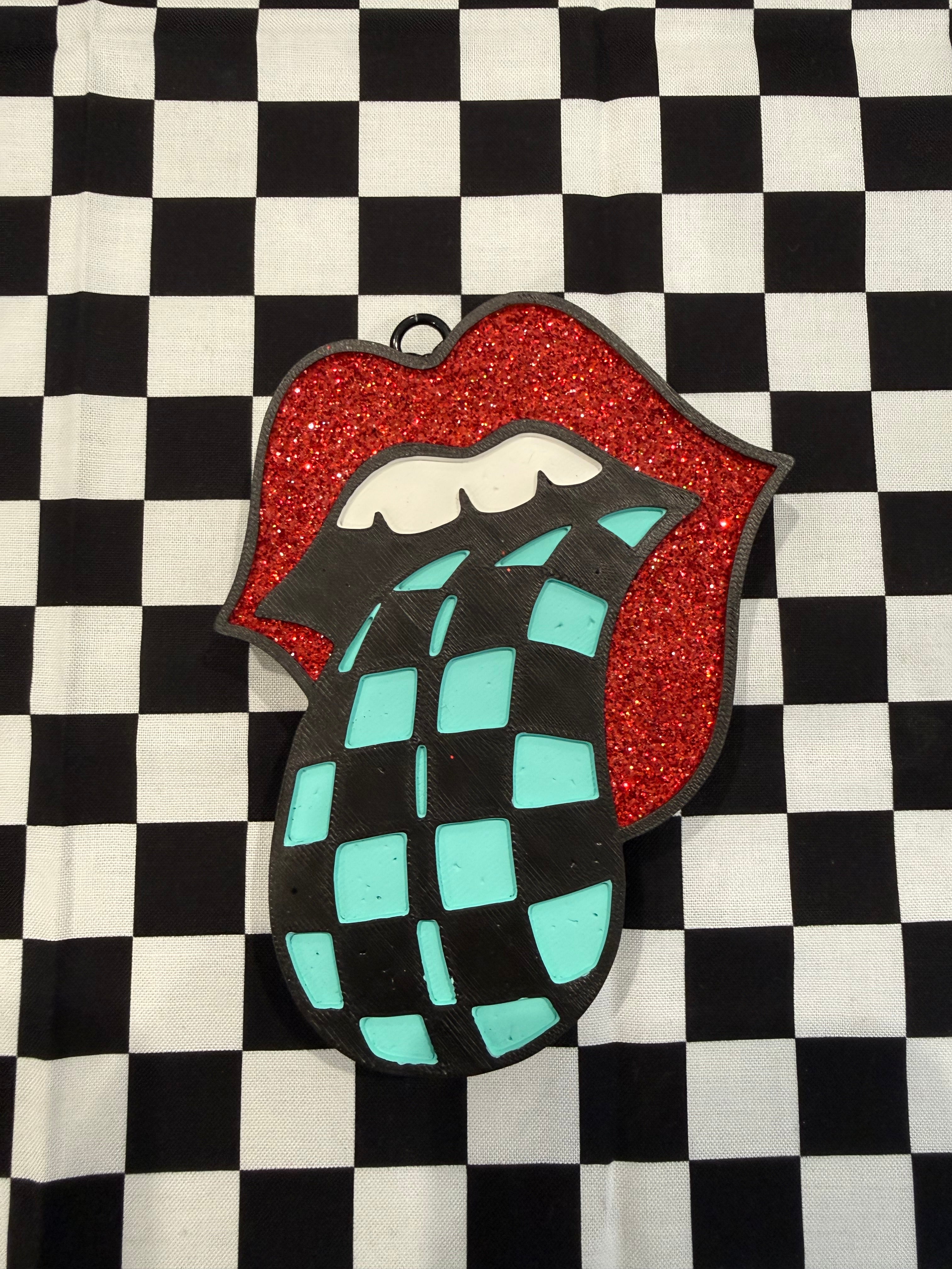 Checkered Rolling Stones Lip Car Freshie