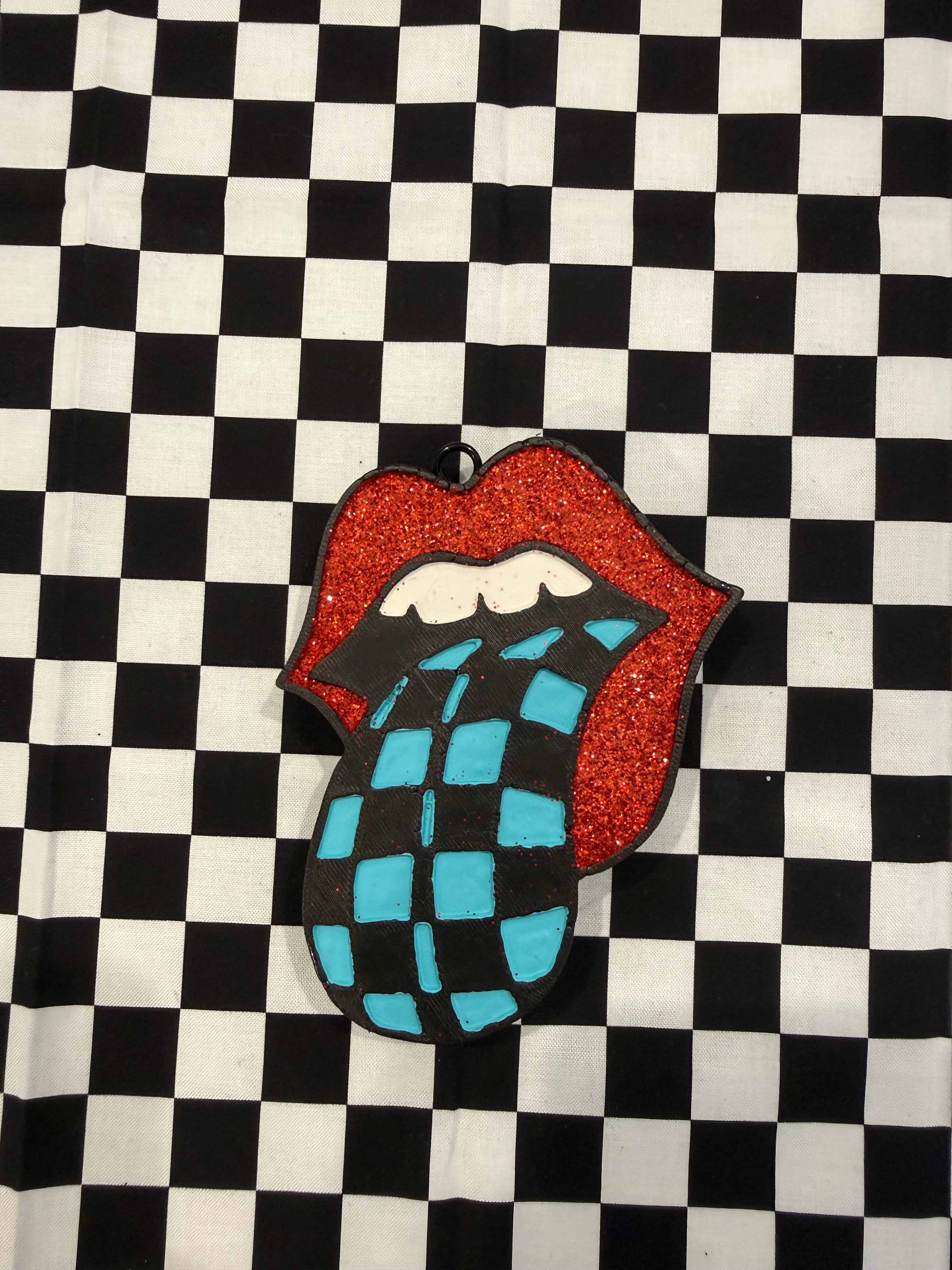 Checkered Rolling Stones Lip Car Freshie